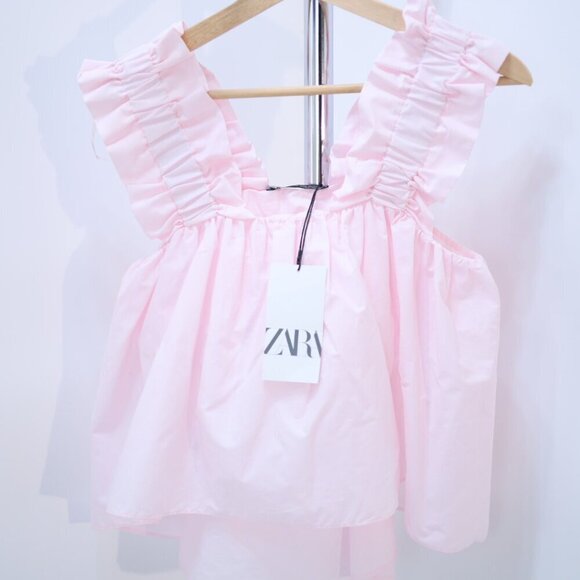 Zara Pink Ruffled Sleeveless Top, Size XS NWT - Picture 3 of 6